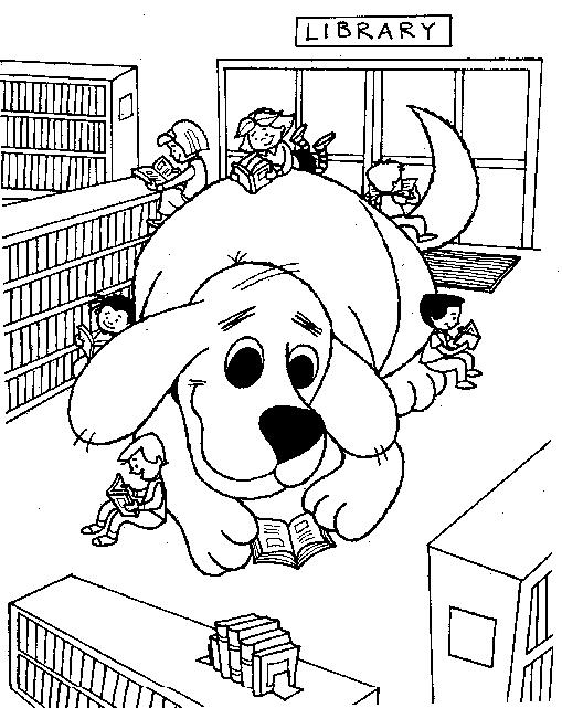 coloriage clifford a la librairie